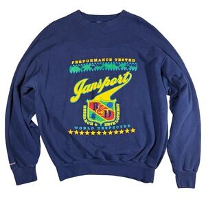 Jansport Made in USA Sweatshirt Research Development Graphic XXL Blue Preppy